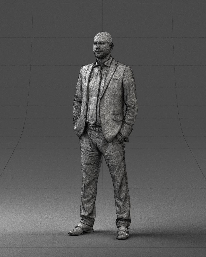 000284 Bald Man in Suit Realistic Business Character 0809 3D model_33