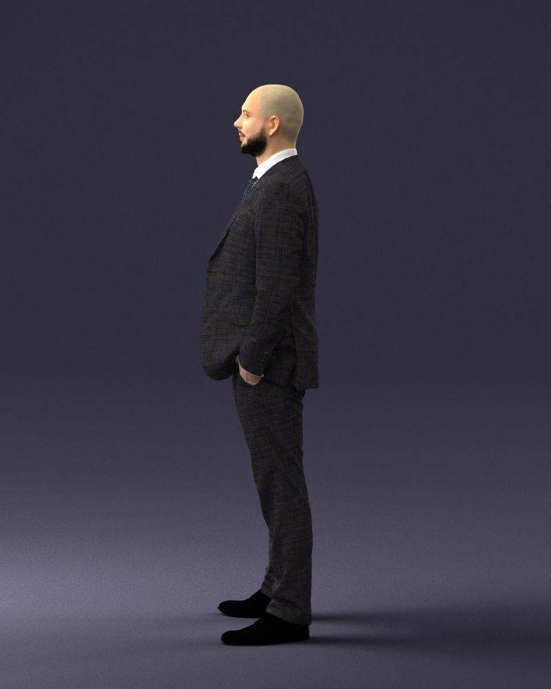 000284 Bald Man in Suit Realistic Business Character 0809 3D model_25