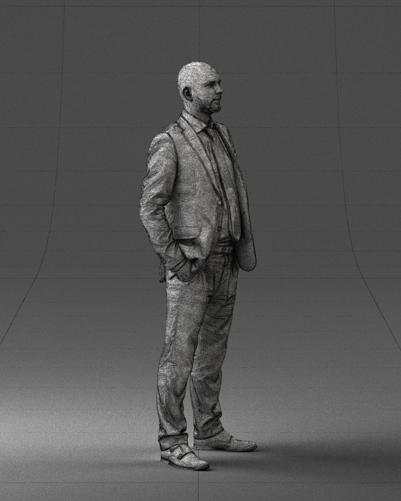 000284 Bald Man in Suit Realistic Business Character 0809 3D model_12