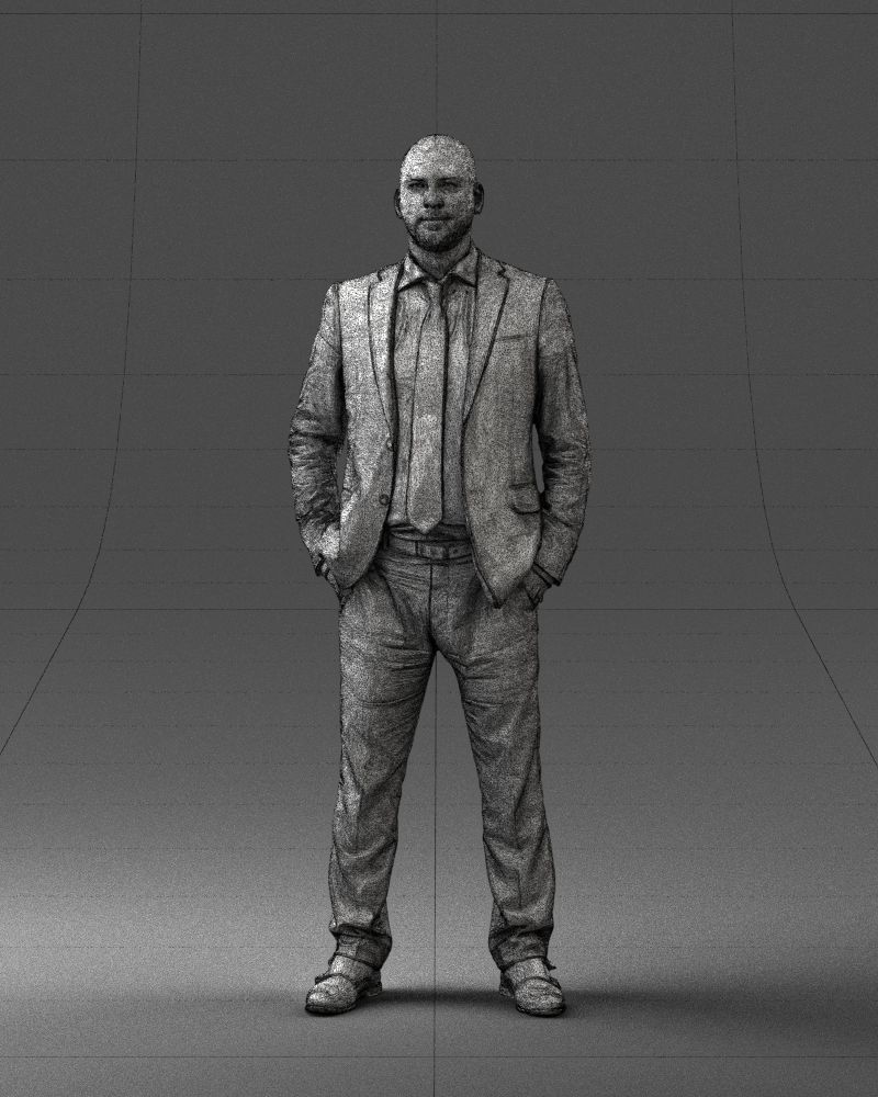 000284 Bald Man in Suit Realistic Business Character 0809 3D model_36