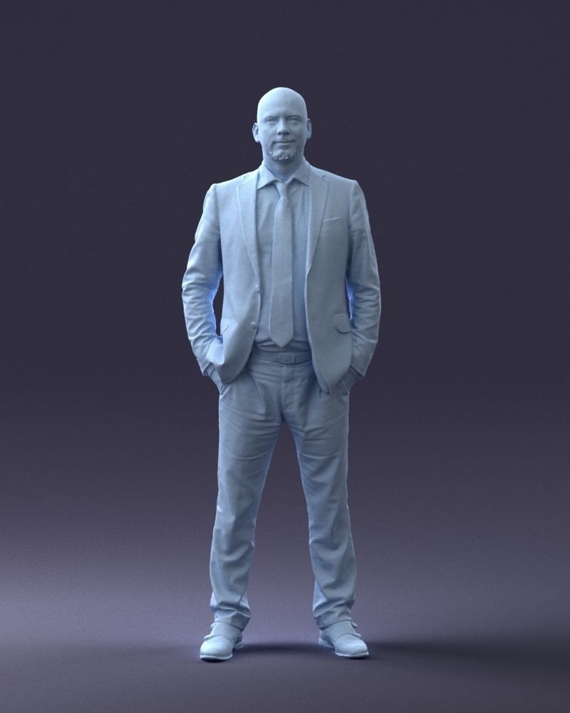 000284 Bald Man in Suit Realistic Business Character 0809 3D model_38