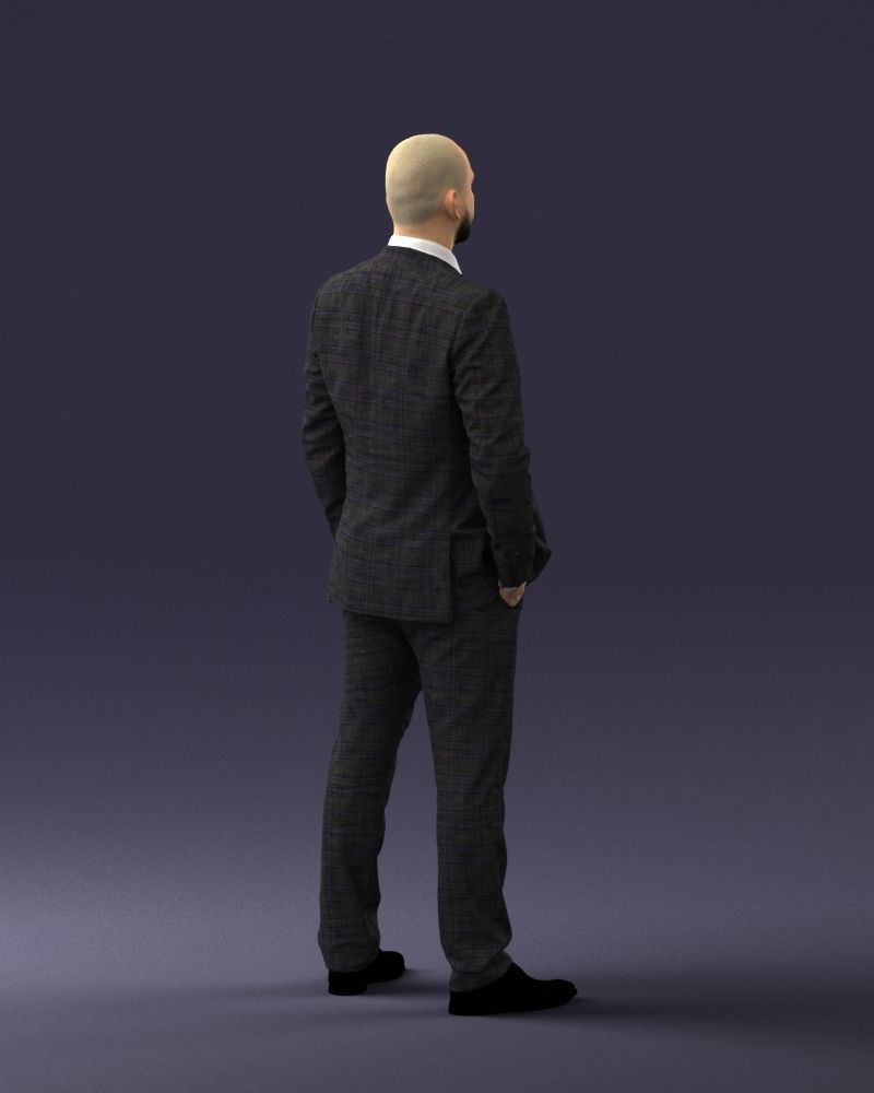 000284 Bald Man in Suit Realistic Business Character 0809 3D model_16