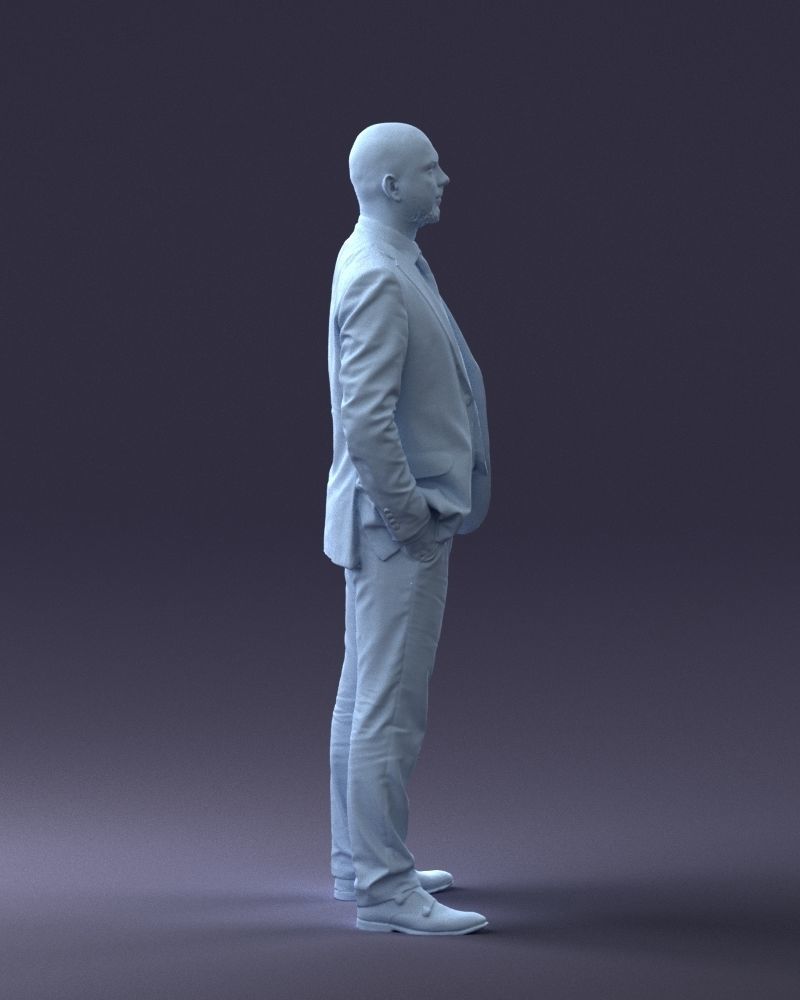 000284 Bald Man in Suit Realistic Business Character 0809 3D model_14