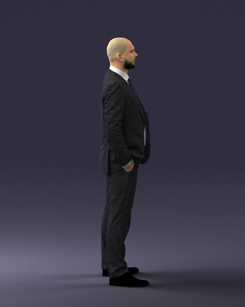 000284 Bald Man in Suit Realistic Business Character 0809 3D model_13