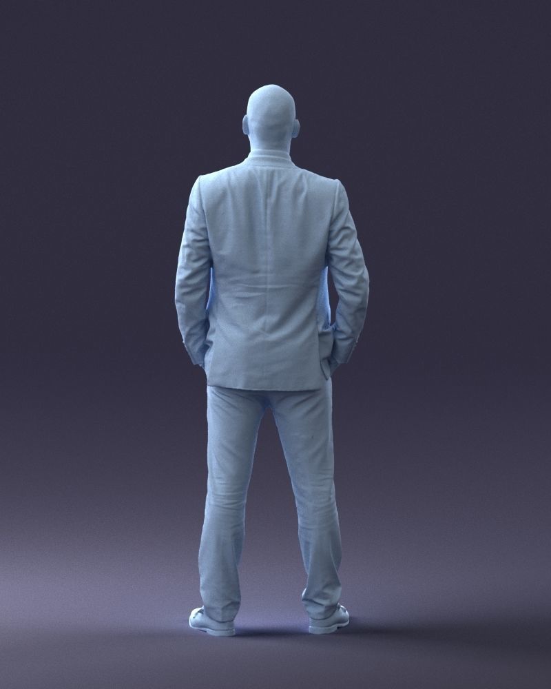 000284 Bald Man in Suit Realistic Business Character 0809 3D model_20
