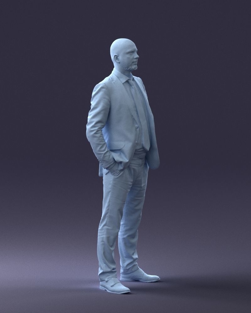 000284 Bald Man in Suit Realistic Business Character 0809 3D model_11
