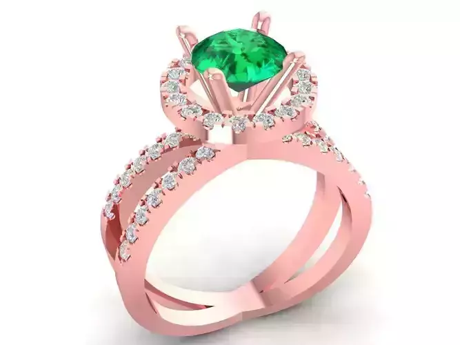 Elegant Halo Split Shank Diamond Ring for Women  3031