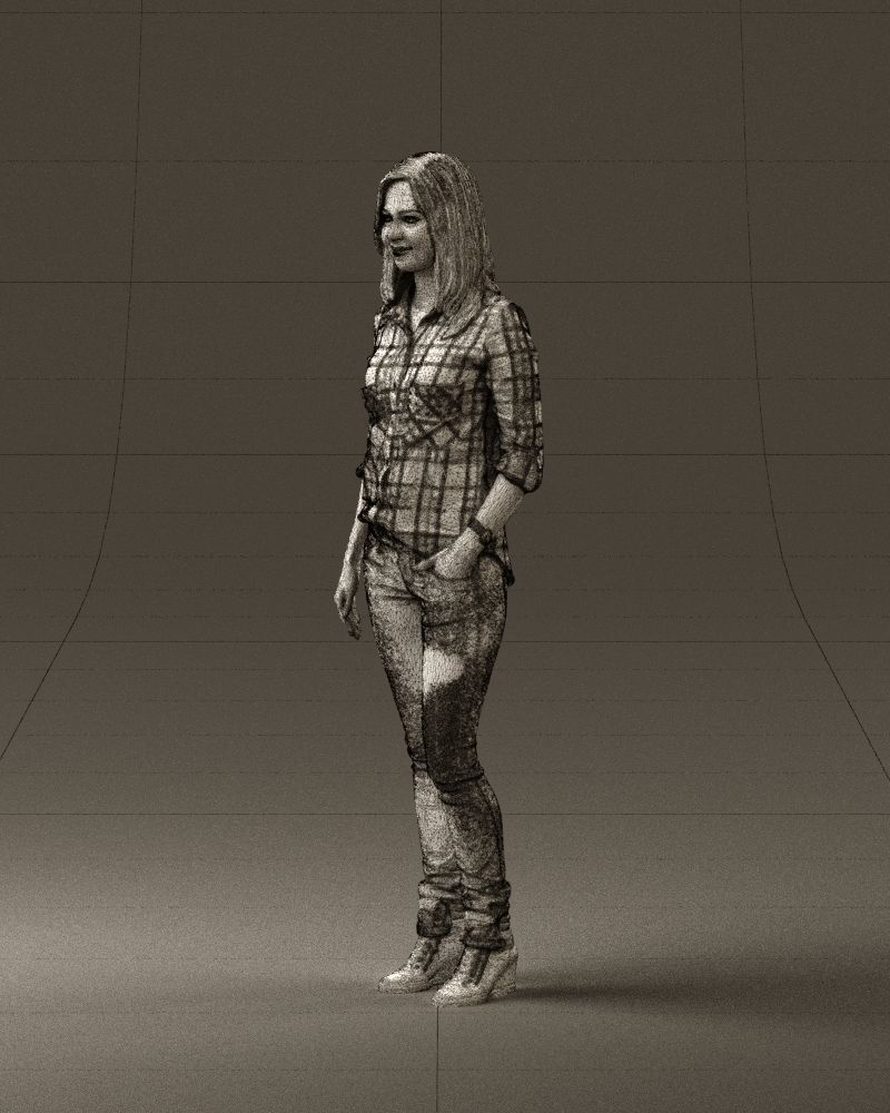 Woman red blue tshirt 0687 3D Print Ready 3D print model_29