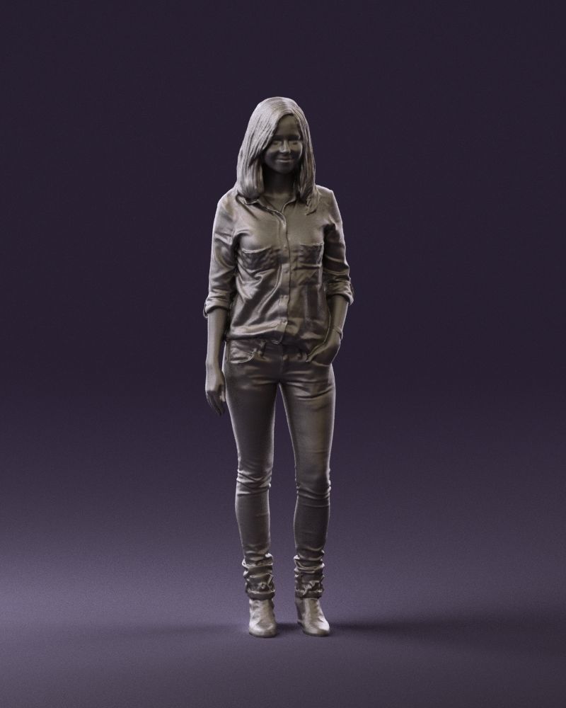 Woman red blue tshirt 0687 3D Print Ready 3D print model_37