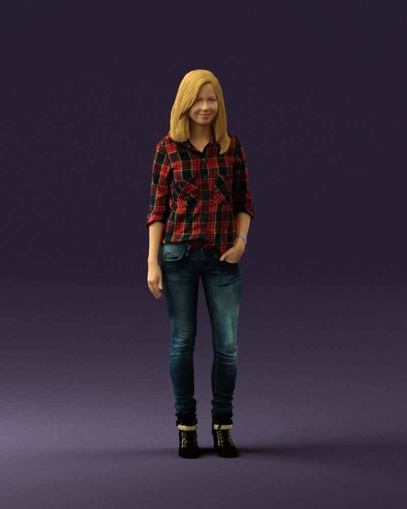 Woman red blue tshirt 0687 3D Print Ready 3D print model_36