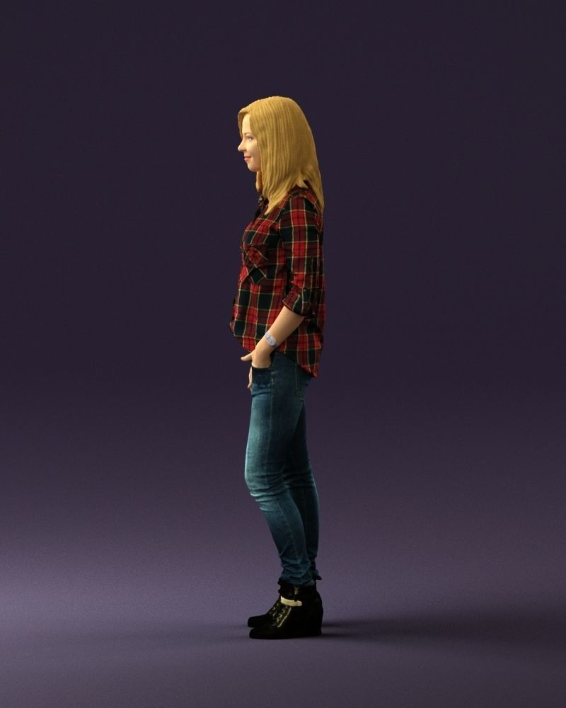 Woman red blue tshirt 0687 3D Print Ready 3D print model_24