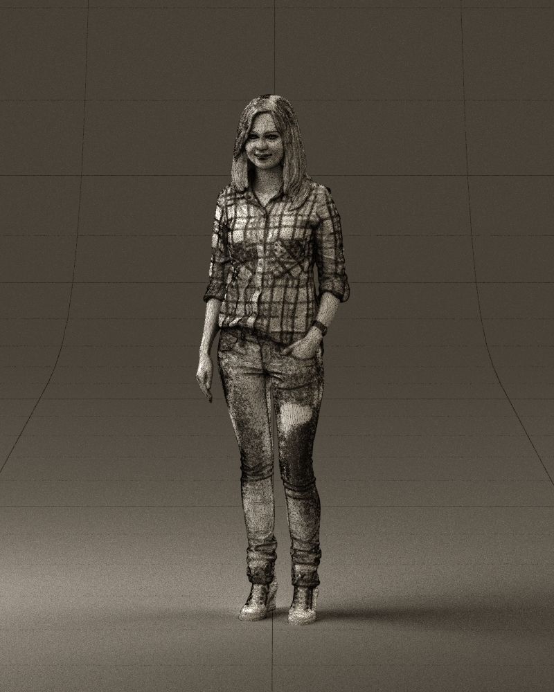 Woman red blue tshirt 0687 3D Print Ready 3D print model_32