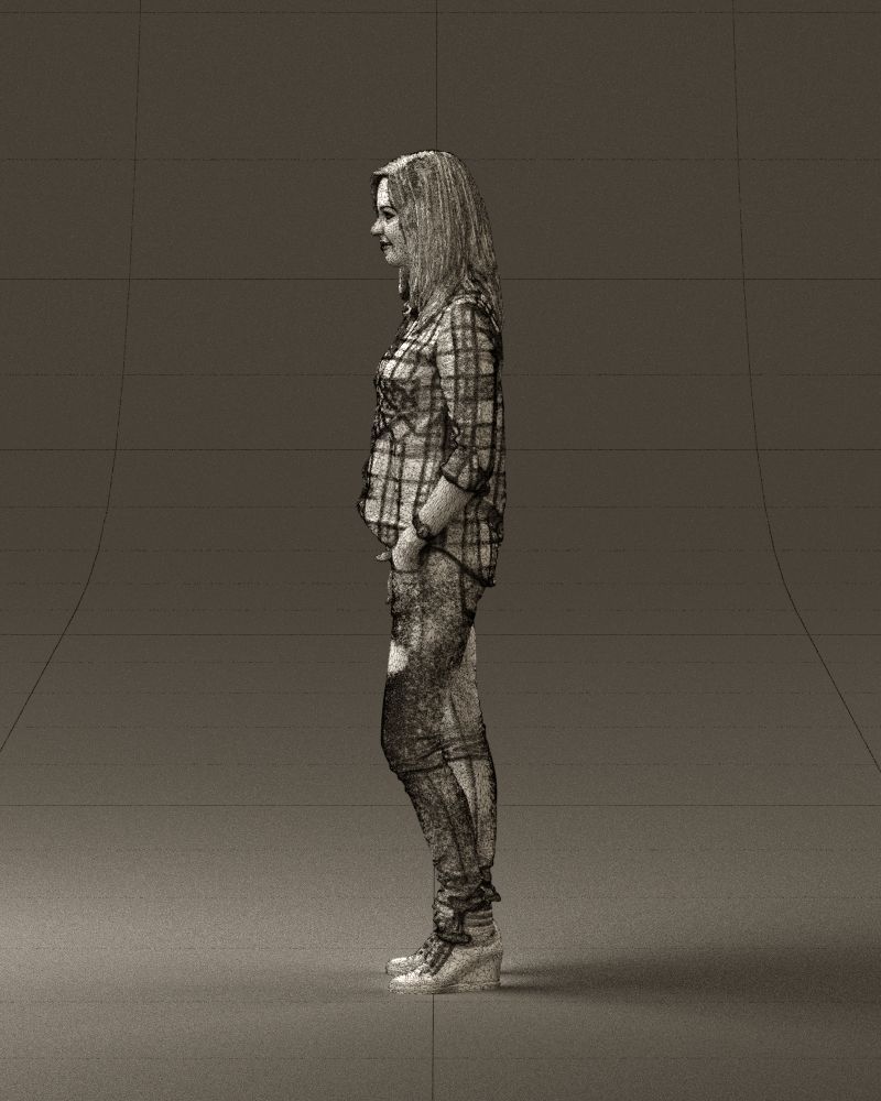 Woman red blue tshirt 0687 3D Print Ready 3D print model_26