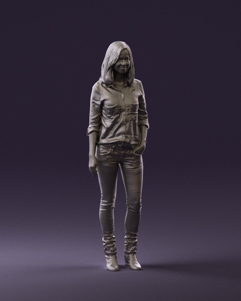 Woman red blue tshirt 0687 3D Print Ready 3D print model_4