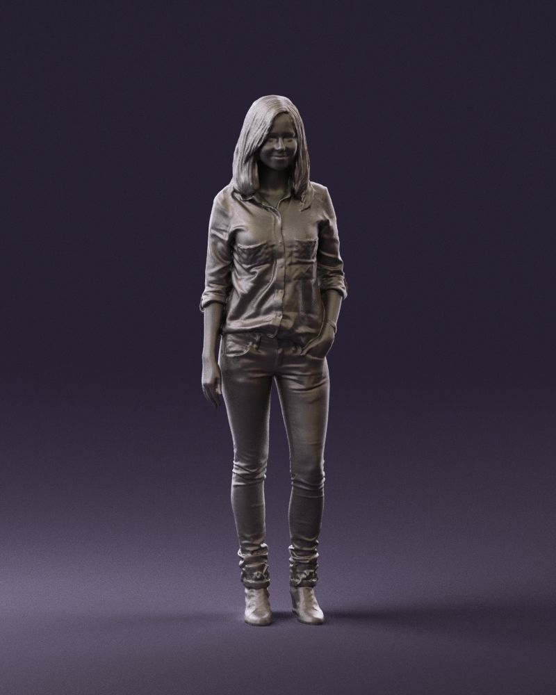 Woman red blue tshirt 0687 3D Print Ready 3D print model_1