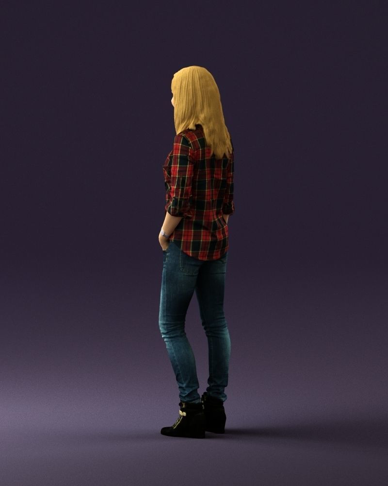 Woman red blue tshirt 0687 3D Print Ready 3D print model_21