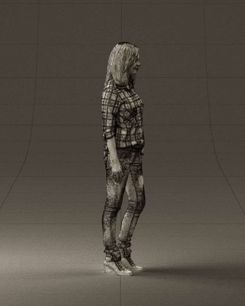 Woman red blue tshirt 0687 3D Print Ready 3D print model_11