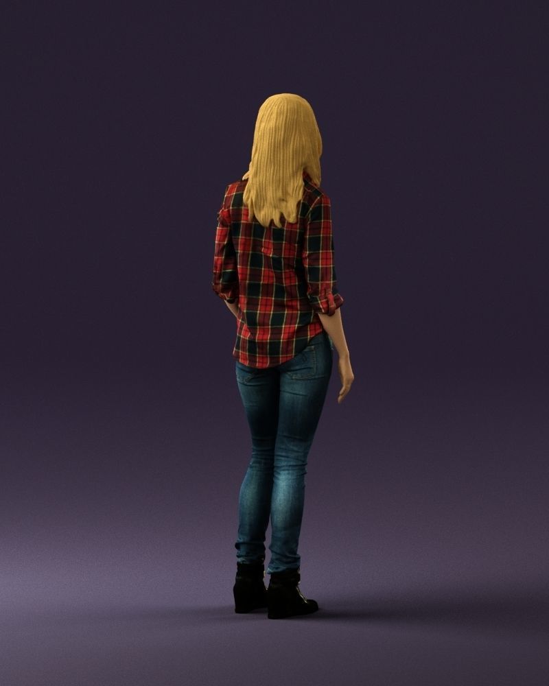 Woman red blue tshirt 0687 3D Print Ready 3D print model_15