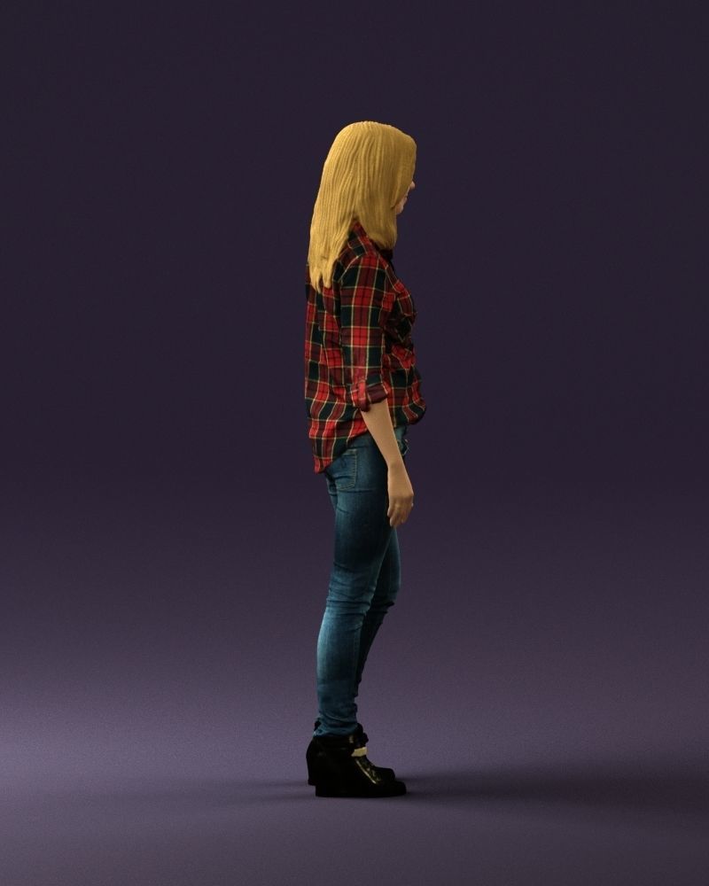 Woman red blue tshirt 0687 3D Print Ready 3D print model_12