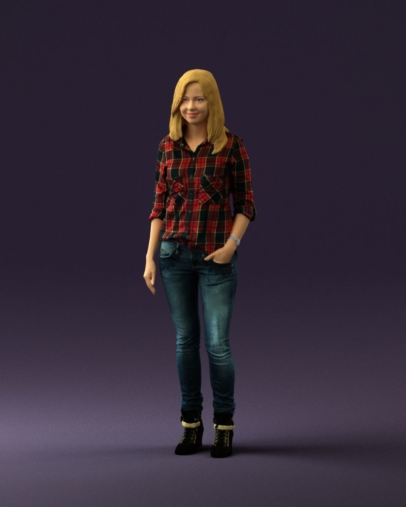 Woman red blue tshirt 0687 3D Print Ready 3D print model_30