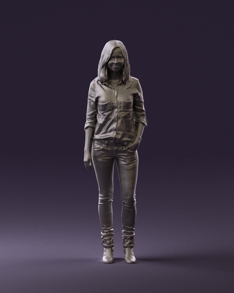 Woman red blue tshirt 0687 3D Print Ready 3D print model_34