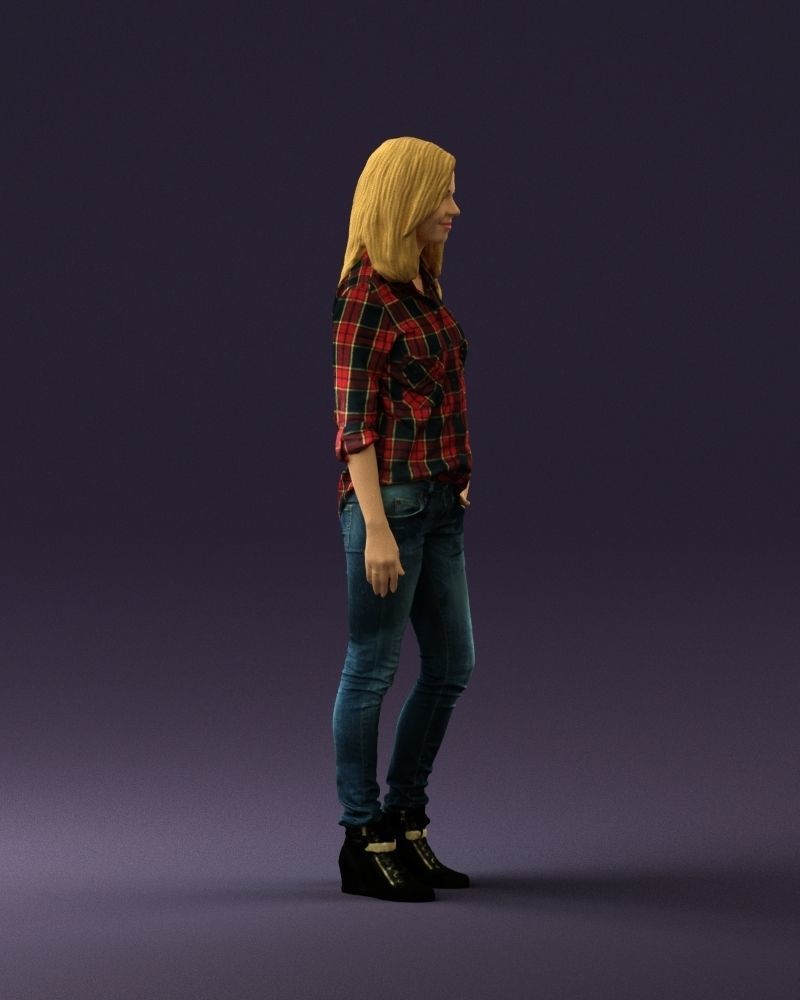 Woman red blue tshirt 0687 3D Print Ready 3D print model_9