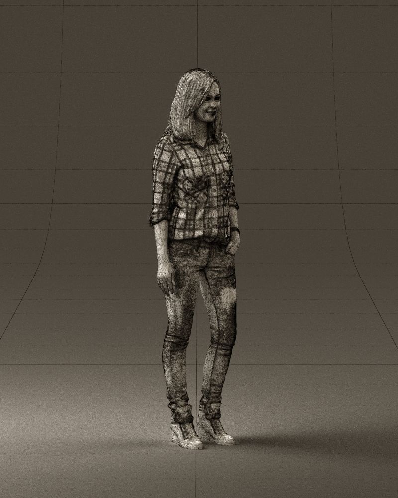 Woman red blue tshirt 0687 3D Print Ready 3D print model_8