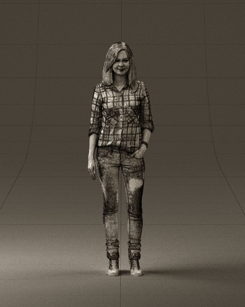 Woman red blue tshirt 0687 3D Print Ready 3D print model_35