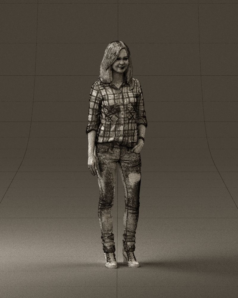 Woman red blue tshirt 0687 3D Print Ready 3D print model_5