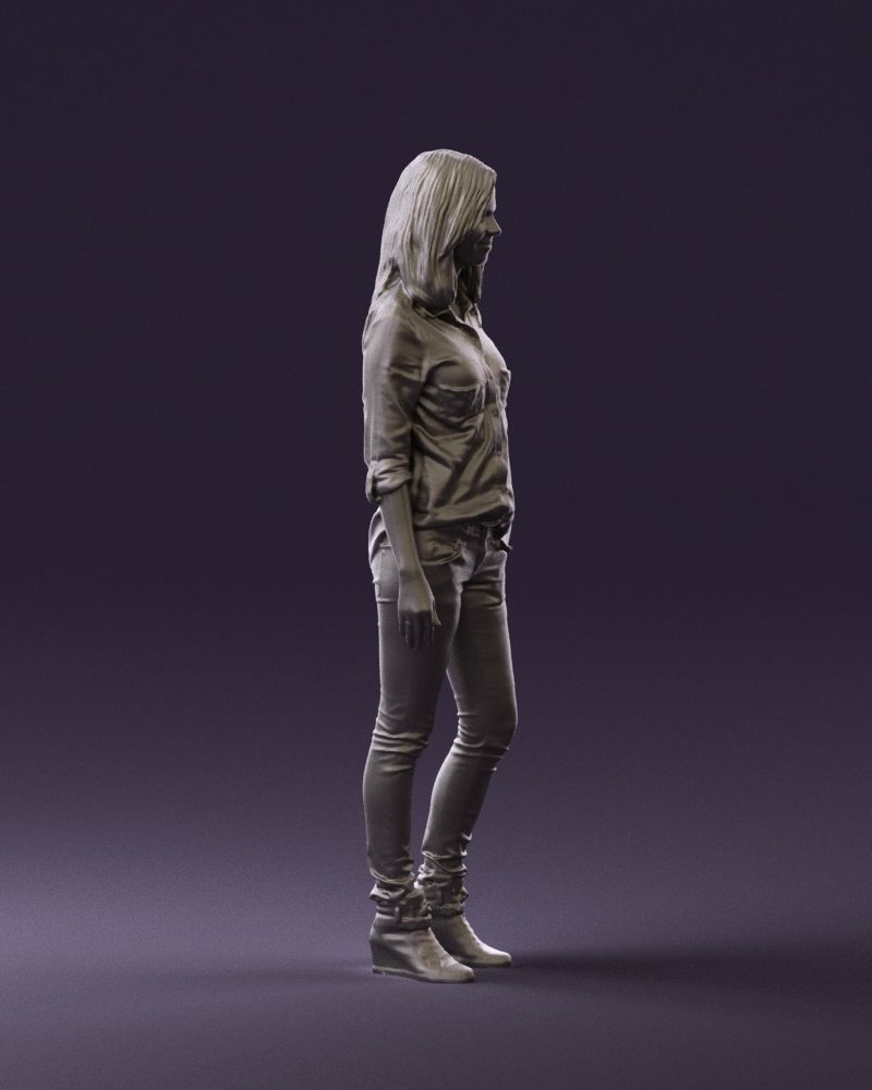 Woman red blue tshirt 0687 3D Print Ready 3D print model_10