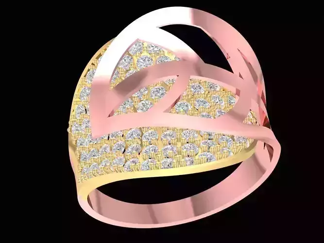 Elegant Twisted Openwork Diamond Ring 3D Model  3032