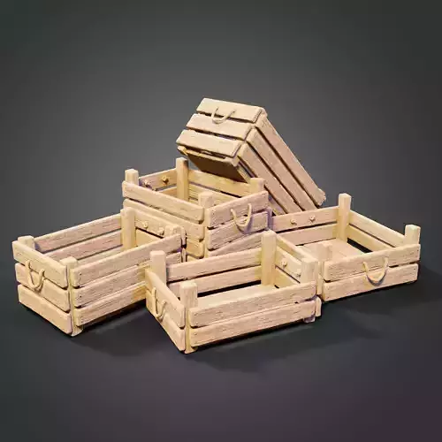 Medieval boxes Free low-poly 3D model