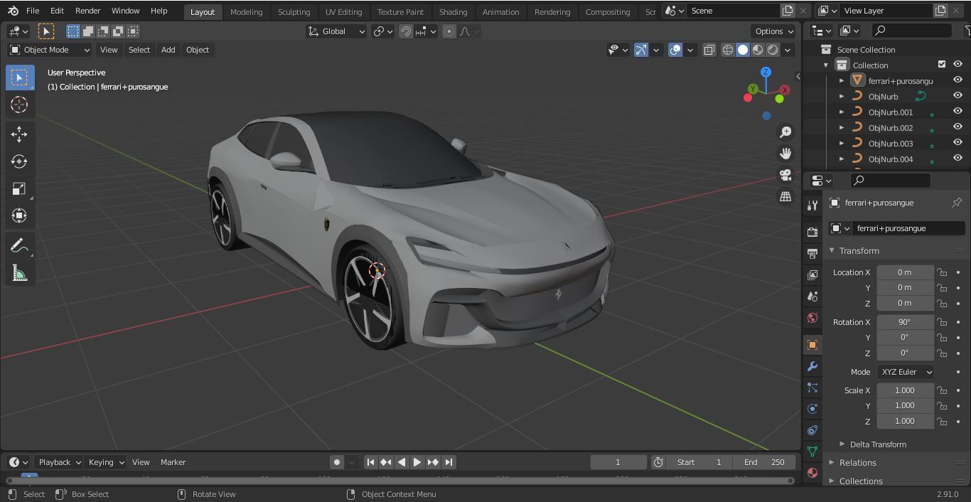 Ferrari Purosangue 2023 Low-poly 3D model_36