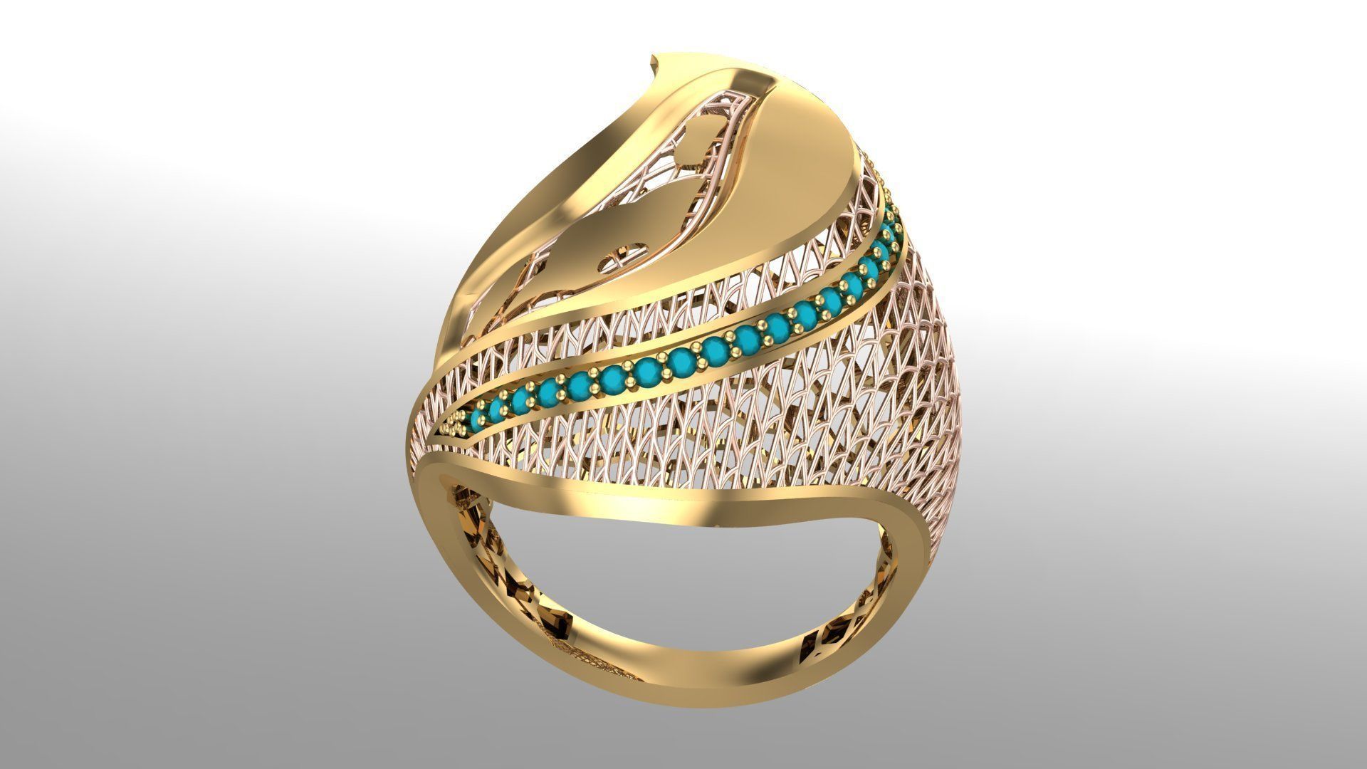 SINGLE ROW STONE RING COLLECTION -R21- 3D print model_6