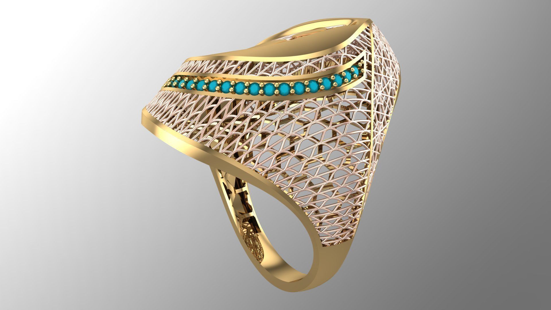 SINGLE ROW STONE RING COLLECTION -R21- 3D print model_4