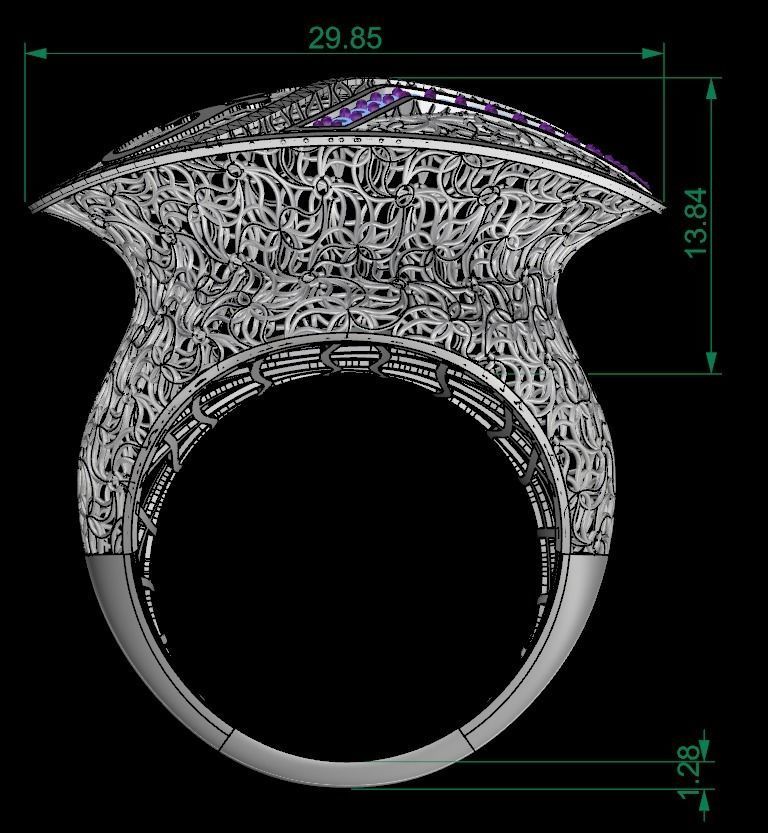 SINGLE ROW STONE RING COLLECTION -R23- 3D print model_8