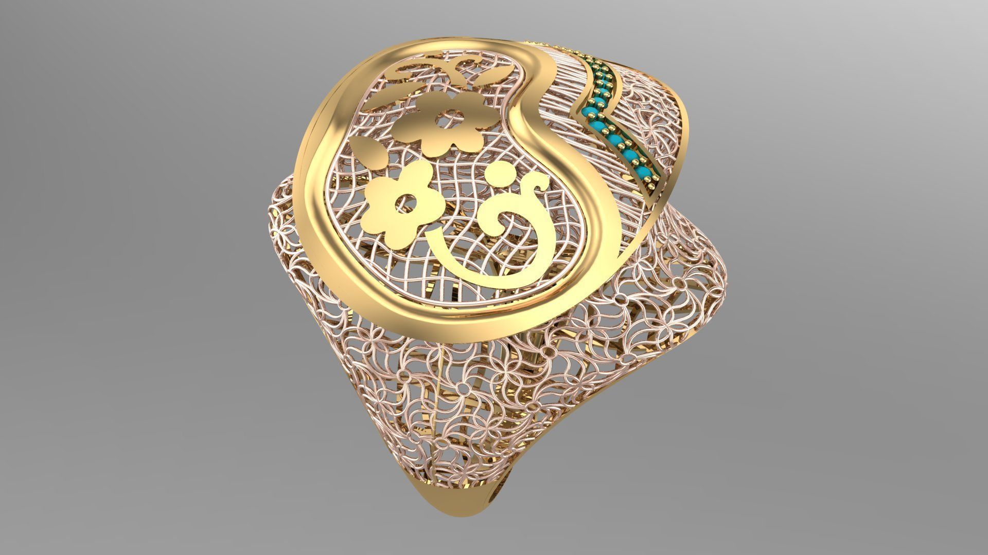 SINGLE ROW STONE RING COLLECTION -R23- 3D print model_7