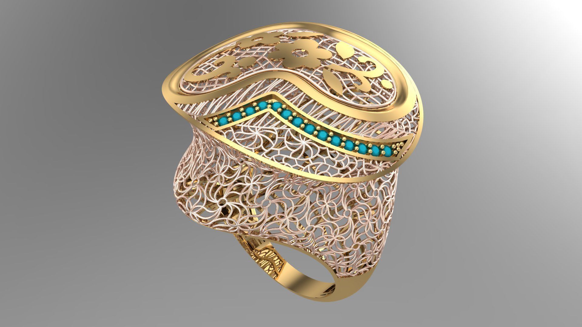 SINGLE ROW STONE RING COLLECTION -R23- 3D print model_16