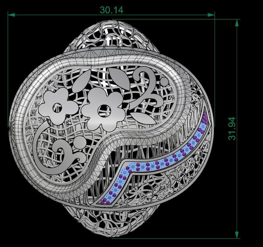 SINGLE ROW STONE RING COLLECTION -R23- 3D print model_10