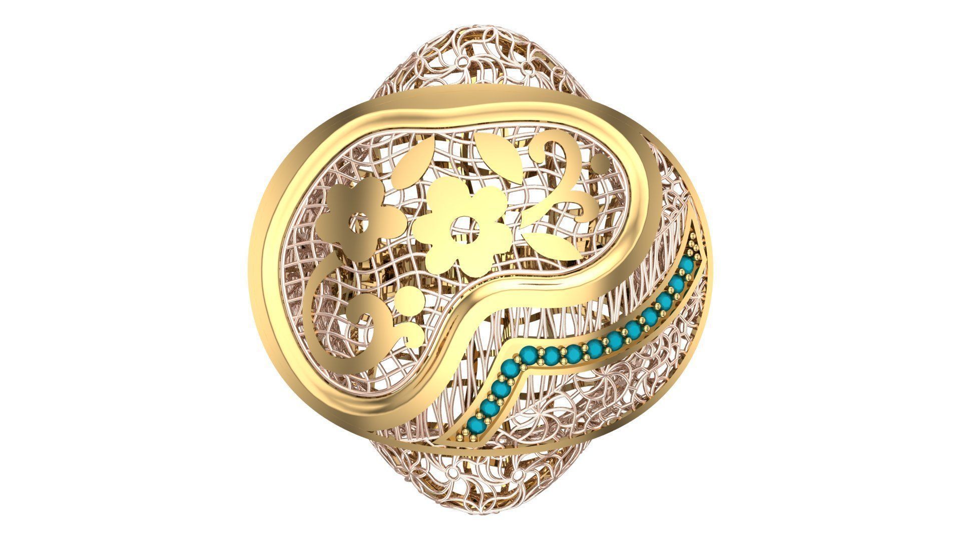 SINGLE ROW STONE RING COLLECTION -R23- 3D print model_13