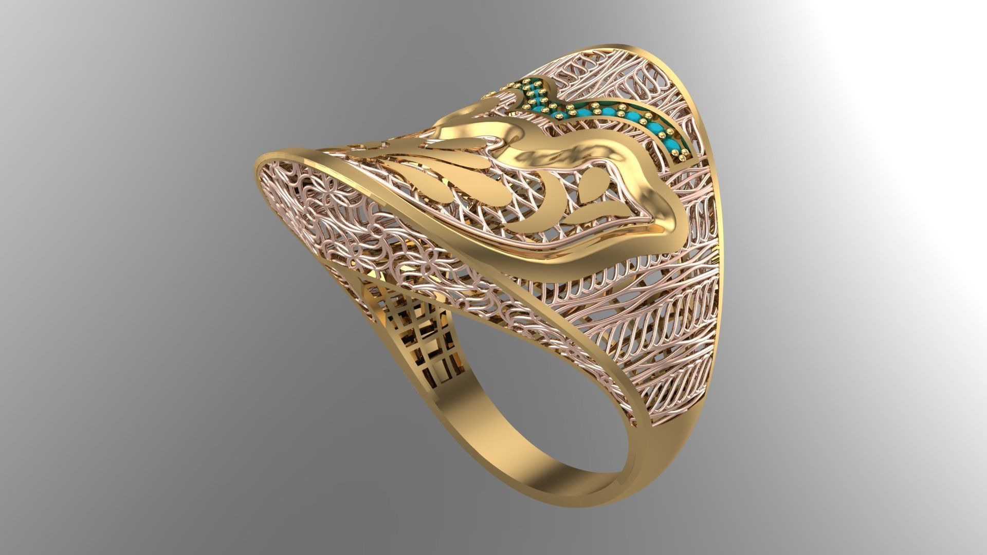 SINGLE ROW STONE RING COLLECTION -R24- 3D print model_12