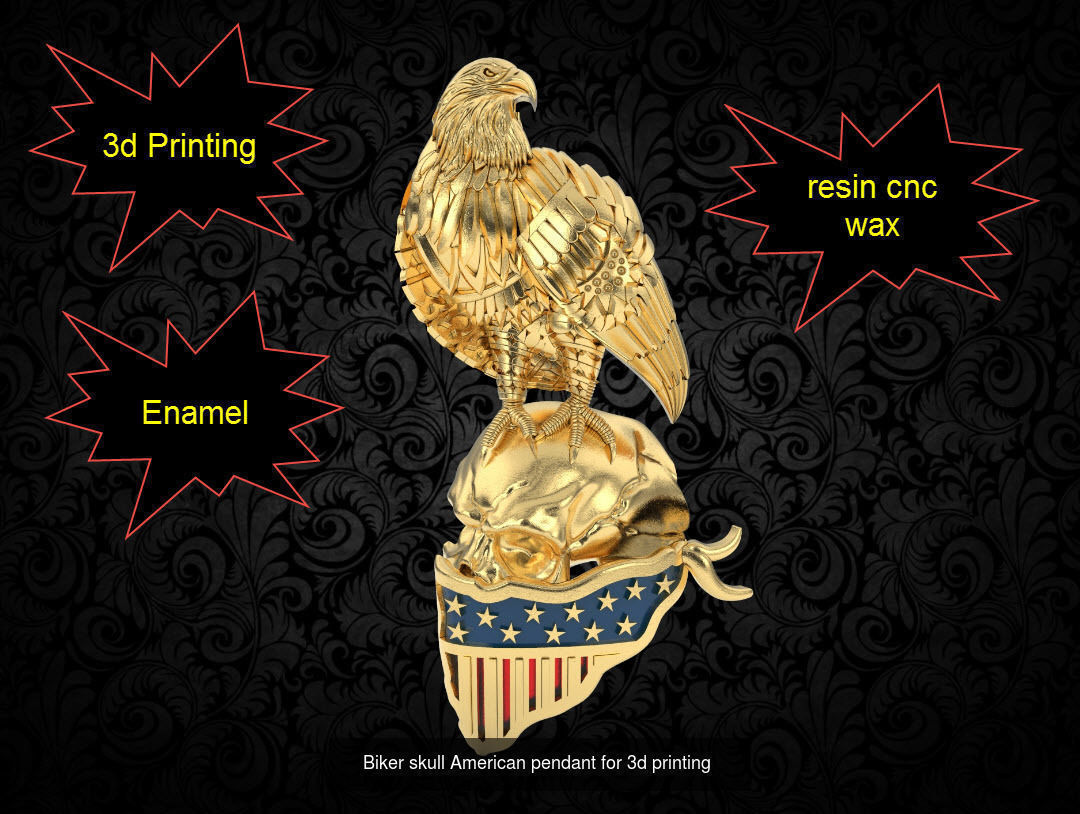 Skull Jewelry guardian eagle skulls 3d cad for 3d printing  3D Model Collection_2