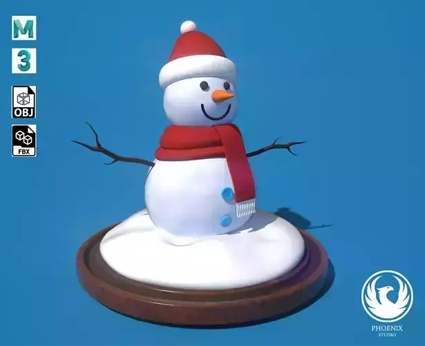 Snowman lowpoly 3D model