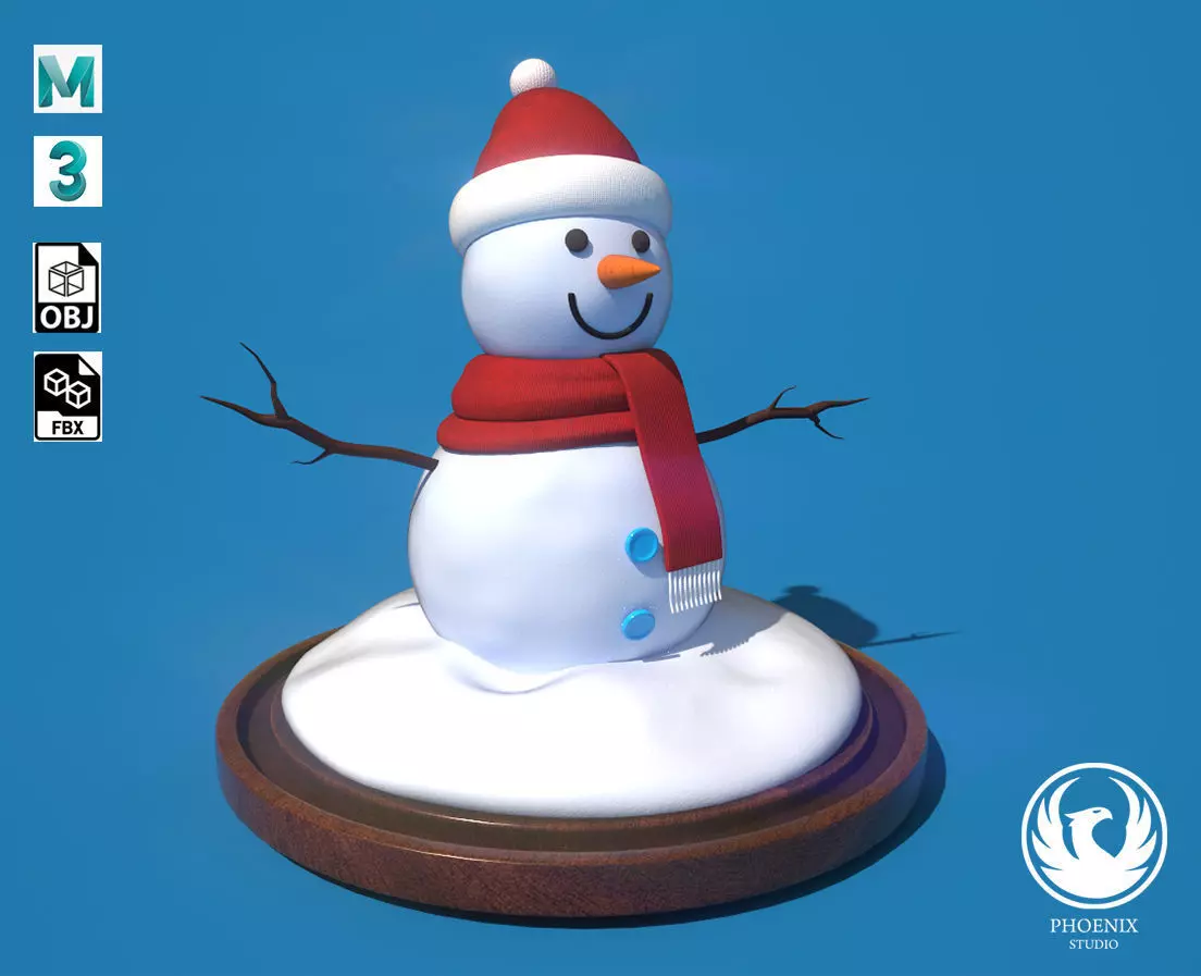 Snowman lowpoly 3D model Low-poly 3D model_0