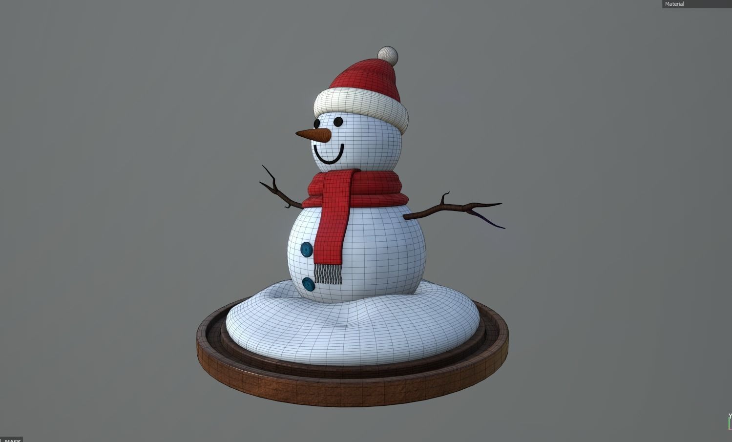 Snowman lowpoly 3D model Low-poly 3D model_3