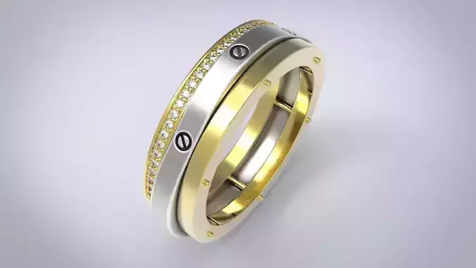 Combination ring with diamonds