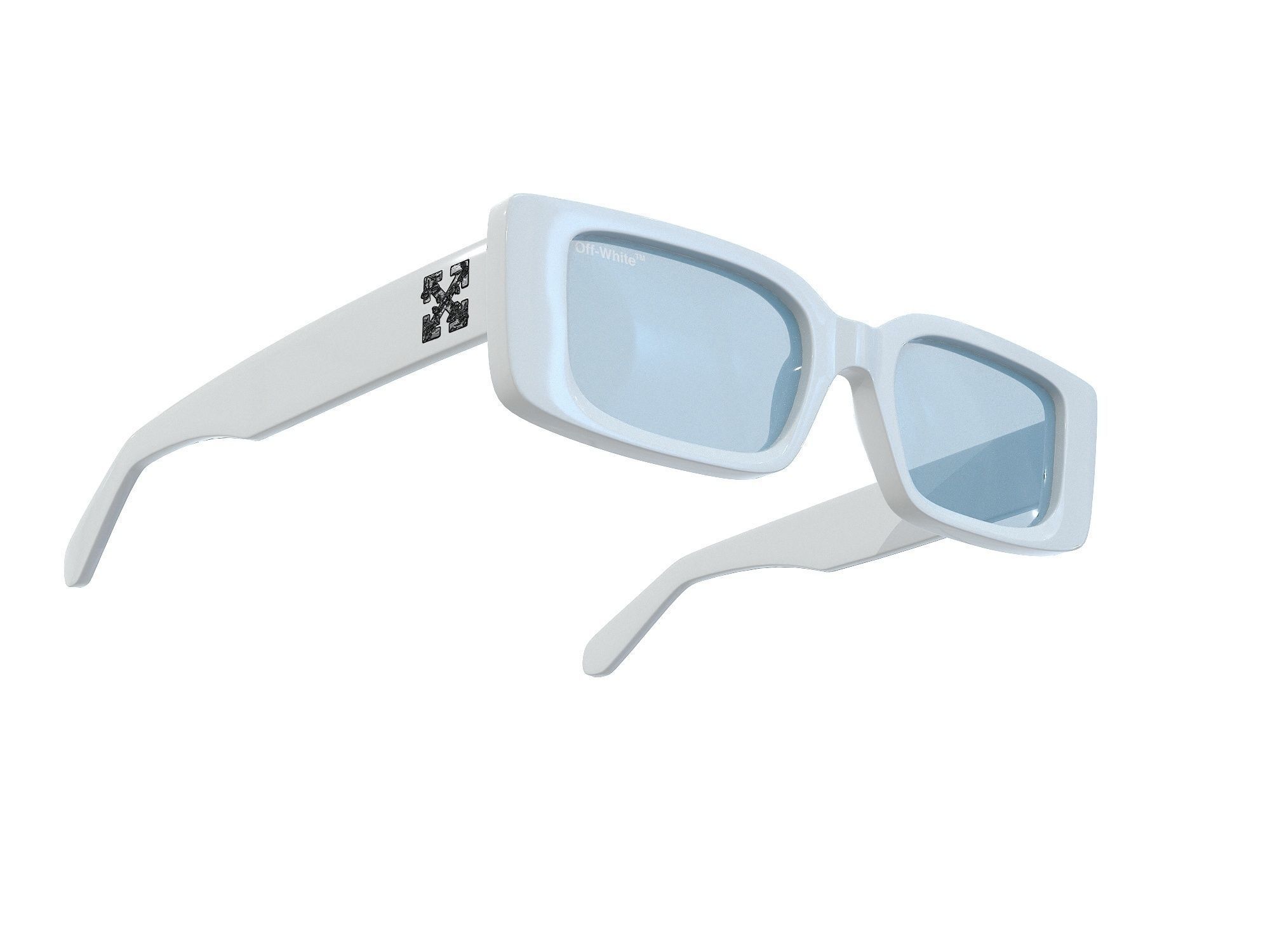 Off-White Arthur rectangle frame sunglasses Low-poly 3D model_8
