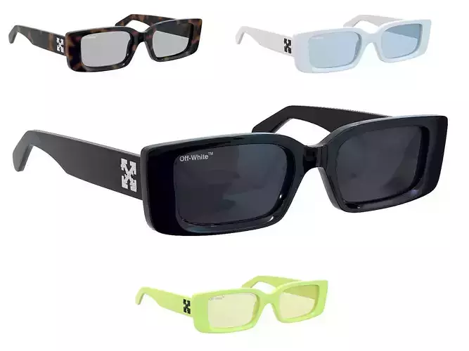 3D model Off-White Arthur rectangle frame sunglasses VR / AR