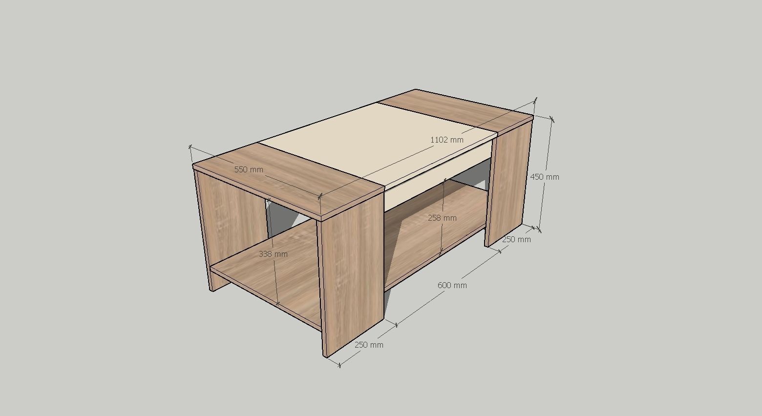 Coffee table-1 - 1102x550x450mm 3D model_2