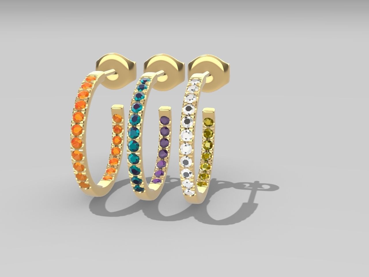 Diamond Hoop Earrings stl files verified 3D print model_11